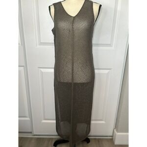 LOOK BY M New York Cover Up‎ Dress One Size Olive Green Sleeveless Mesh
